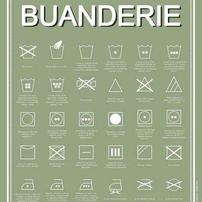 Affiche La buanderie colori vert olive