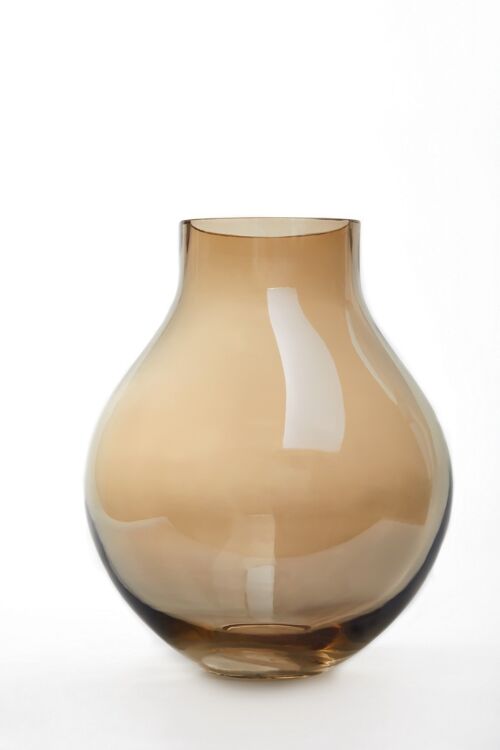 XL heavy glass vase, bulb shape, light ochre, ENVIE36GO