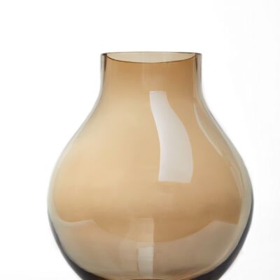 XL heavy glass vase, bulb shape, light ochre, ENVIE36GO