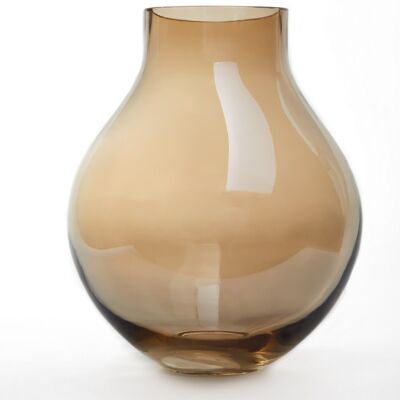 Vase en verre lourd XL, forme bulbe, ocre clair, ENVIE36GO