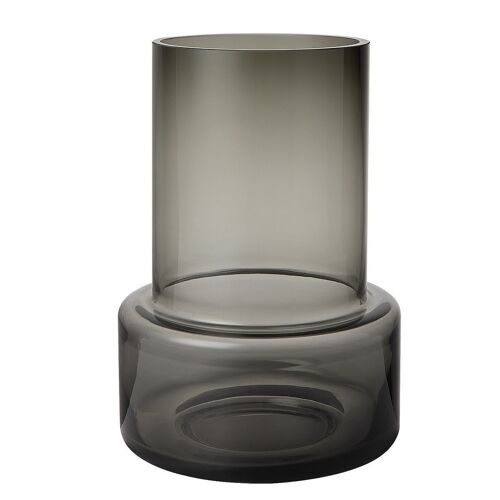cylindric retro style thick glass vase, dark gray, TYLER25GR