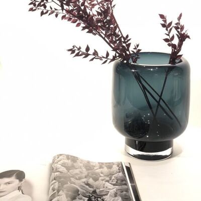 Design Modern Vase, heavy clear glass, ink blue, ZADAR25IB