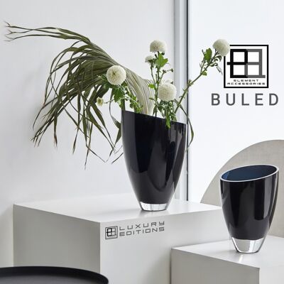 breite Vase aus Luxusglas modernes Design, BULED, tintenblau 25
