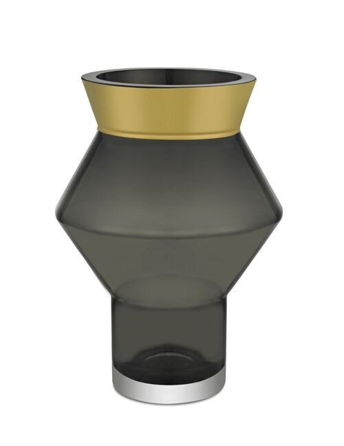 Modern round vase with 24k gold plated edge CUZCO 28go