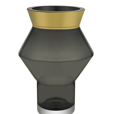 Modern round vase with 24k gold plated edge CUZCO 28go