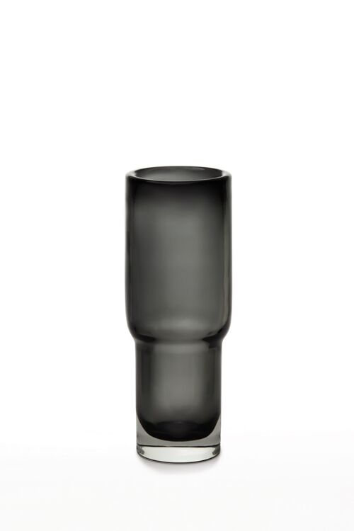 Slim modern vase, thick glass, gray, UDINE 32gr
