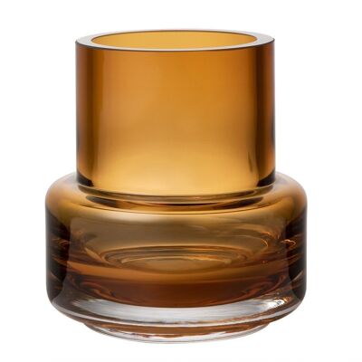 Kleine Luxus-Vase aus dickem Glas im Retro-Stil, TYLER, amber10