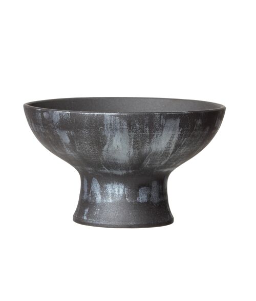 vase or bowl on elegant foot black silver DRAMA 18SD