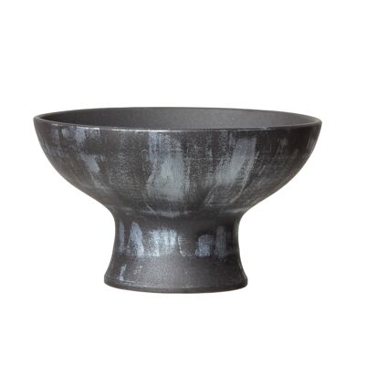 vase or bowl on elegant foot black silver DRAMA 18SD