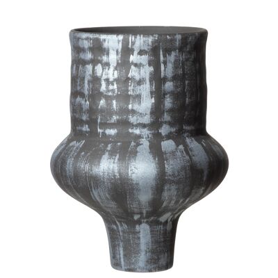 vaso, collo lungo e largo, base stretta, argento nero DRAMA 30SD