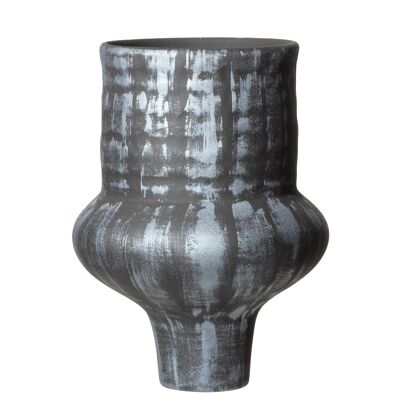 vase, long wide neck, narrow base, black silver DRAMA 30SD