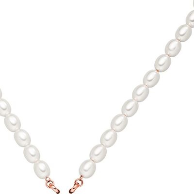 Glamor - pearl necklace 45cm stainless steel - rosé
