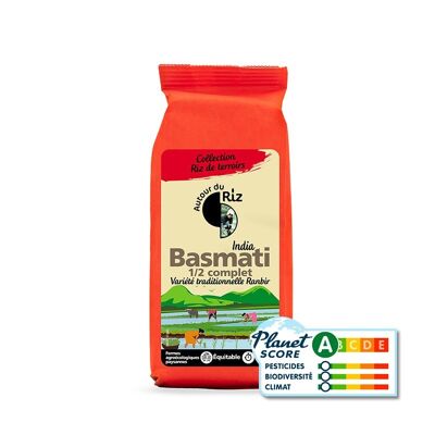 Organic Basmati fair trade semi-complete rice 500 g