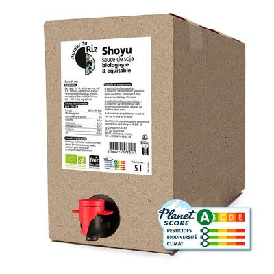 Organic shoyu fair trade soy sauce BIB 5 L