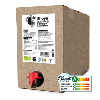 Organic shoyu fair trade soy sauce BIB 10 L