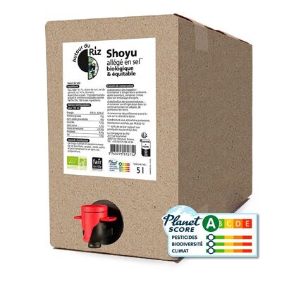 Organic shoyu low in salt fair trade soy sauce BIB 5 L