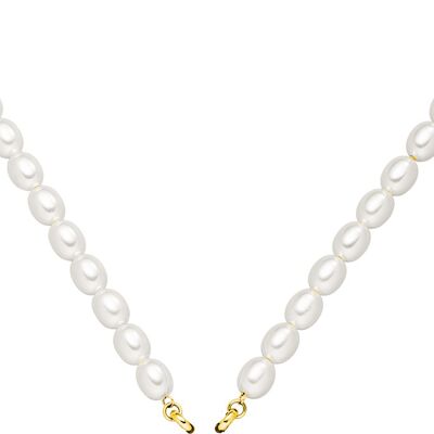 Glamour - collar de perlas 45cm acero inoxidable - oro