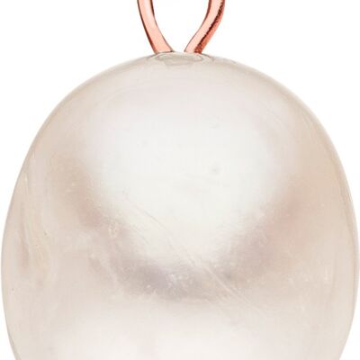 Pendente glamour con perla barocca D~10,3mm, occhiello in acciaio inossidabile - rosé