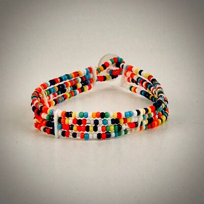 Maasai bracelet with button / multicolor