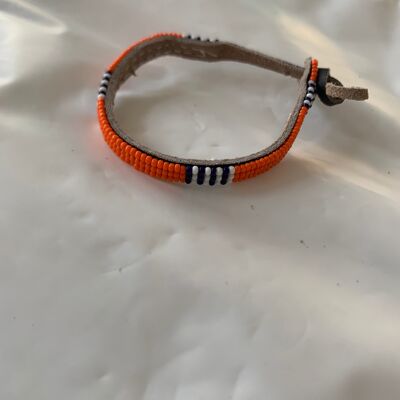 Bracelet orange blanc/bleu foncé