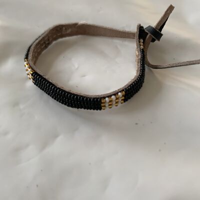 Bracelet noir blanc/or