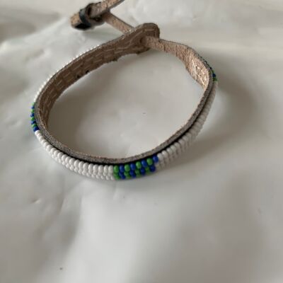 Bracelet blanc avec vert clair/bleu