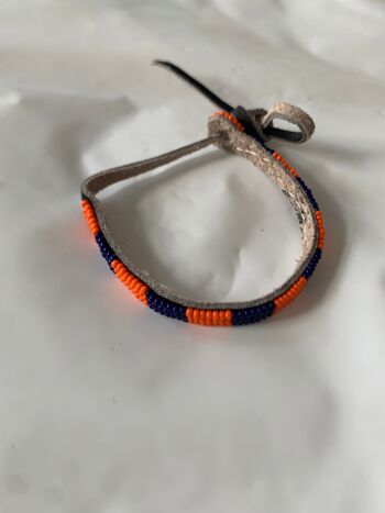 *nouveau* bracelet orange et bleu foncé