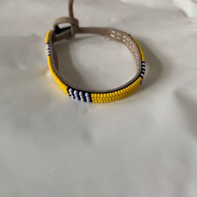 *nouveau* bracelet jaune avec blanc et noir