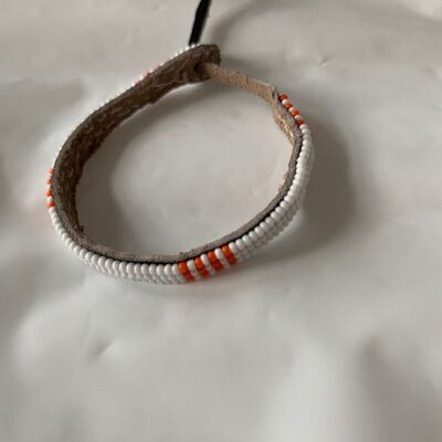 Bracelet white with orange&white