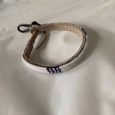 *new* bracelet white with fancy blue&silver