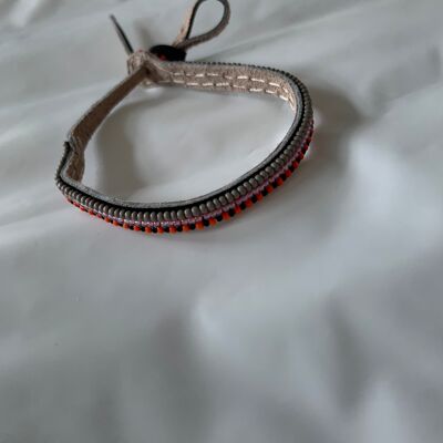 Armband grey, pink, orange & blue