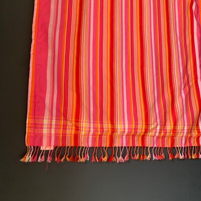 *NEW* Kikoi beach towel red, orange and many bright stripes with dusky pink towel