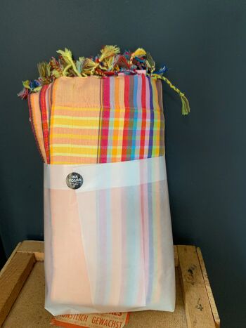 *NOUVEAUTÉ* Serviette de plage Kikoi orange et rayures multicolores vives avec serviette orange 5