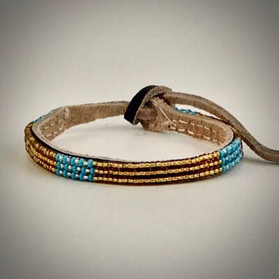 Bracelet gold with silver/light blue