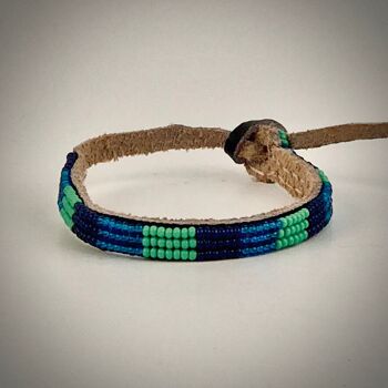 Bracelet bleu foncé/bleu métallisé/vert clair