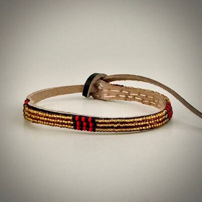 Bracelet or avec rouge/noir