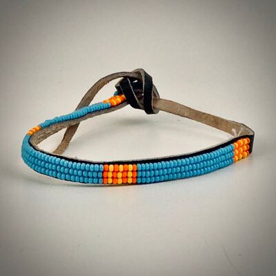 Pulsera azul claro con amarillo/naranja