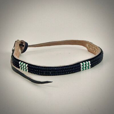 Bracciale nero con bianco/verde metallizzato