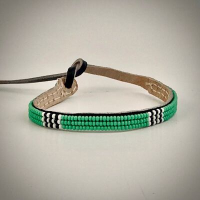 Bracelet vert clair et blanc/noir