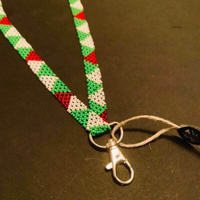 Lanyard de perlas - blanco/verde claro/rojo