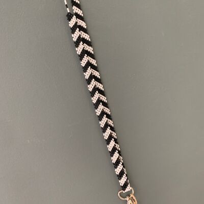 Lanyard made of pearls - black&white