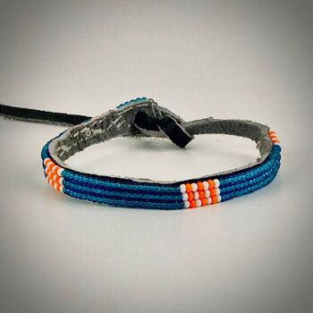 Bracelet bleu métallique avec blanc/orange 1