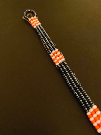 Bracelet gris foncé avec blanc/orange 4
