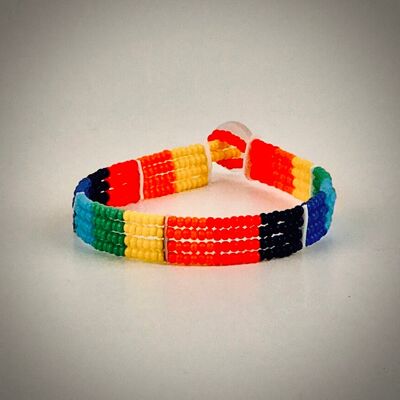 Bracelet Maasai avec bouton / arc-en-ciel