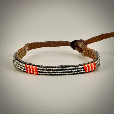 Pulsera plata con blanco/naranja