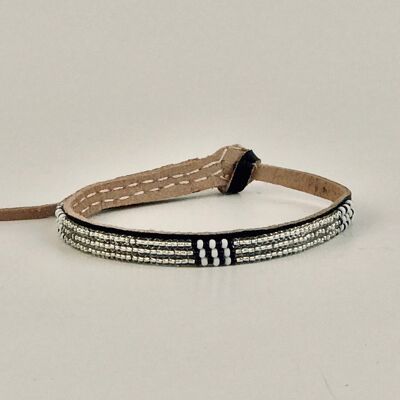 Bracelet argent avec blanc/noir