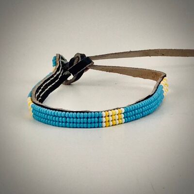 Bracelet bleu clair avec blanc/jaune