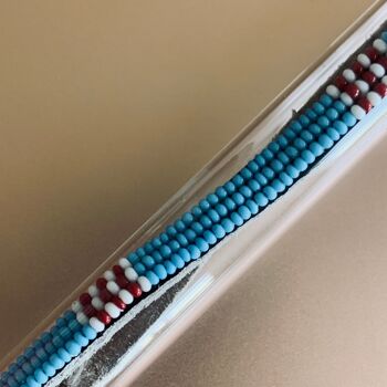 Bracelet bleu clair rouge/blanc 4