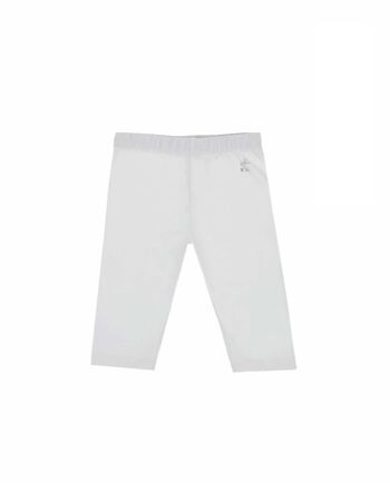 Legging blanc en maille de coton élastique fille 1