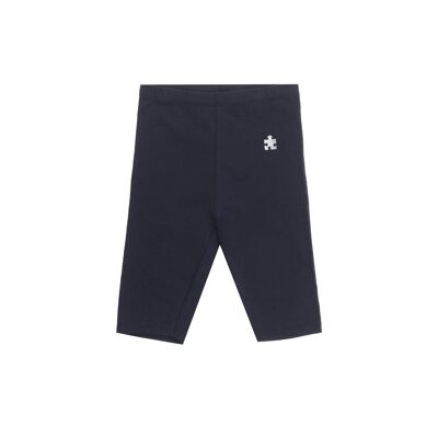 Leggings da bambina in maglia di cotone elasticizzato blu navy